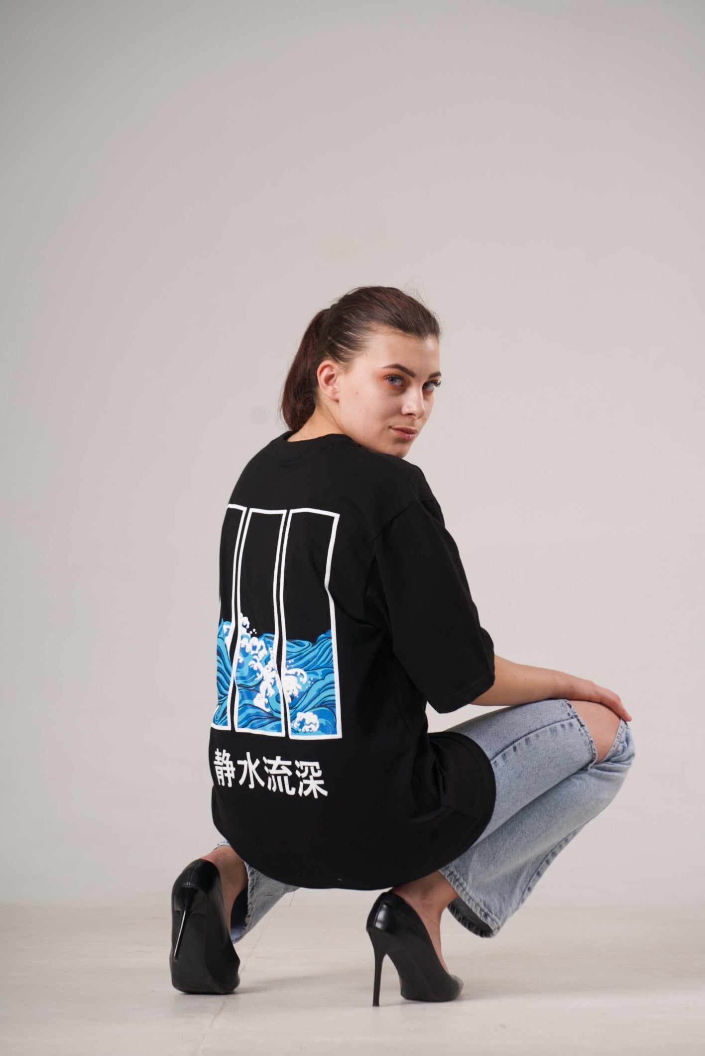 Still Water Oversized 3D Print Unisex T-Shirt Drop shoulder