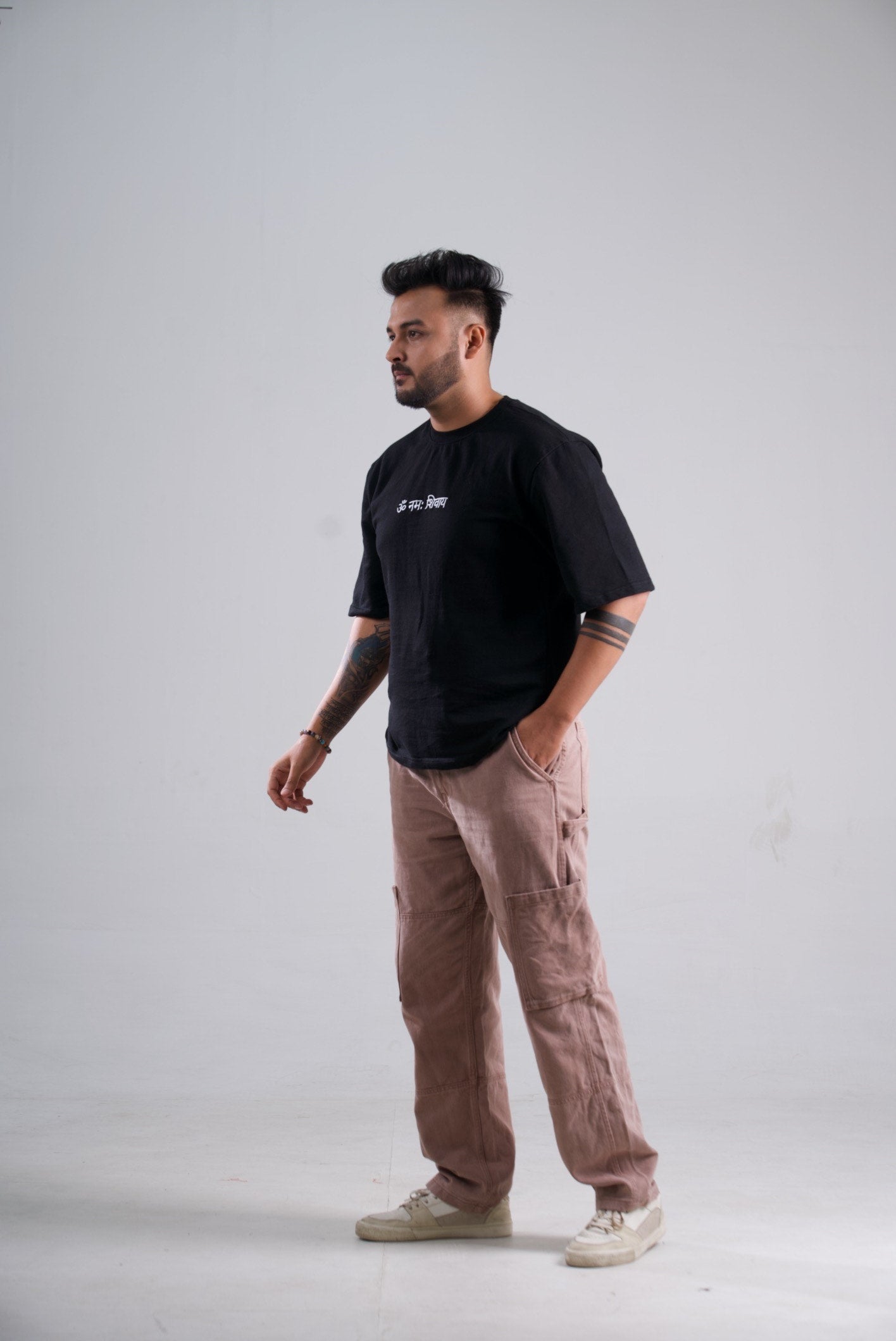 Embroidery Oversized Unisex T-Shirt – Om Namah Shivay Drop Shoulder