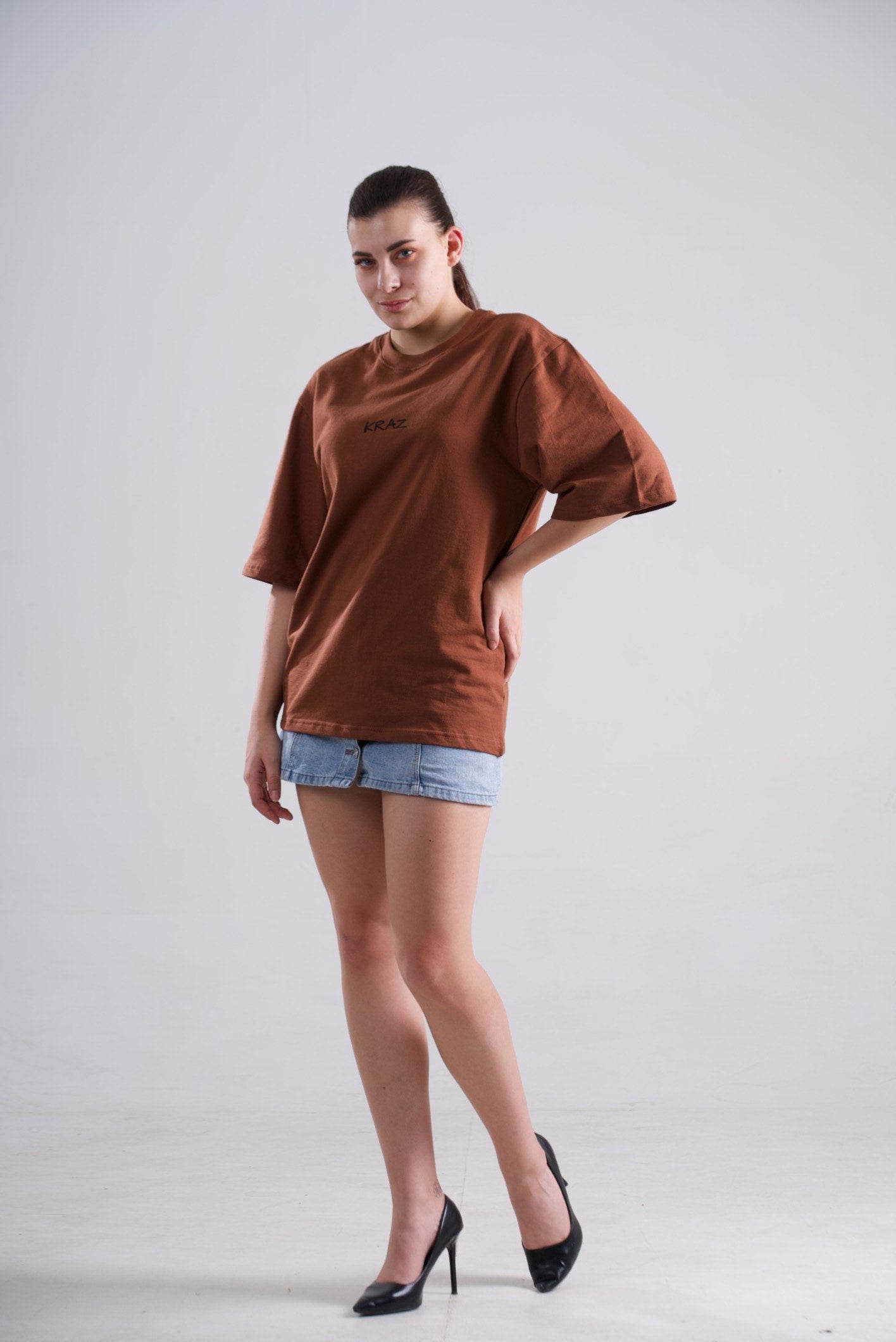 Embroidery Oversized Unisex T-Shirt - Kraz Drop Shoulder