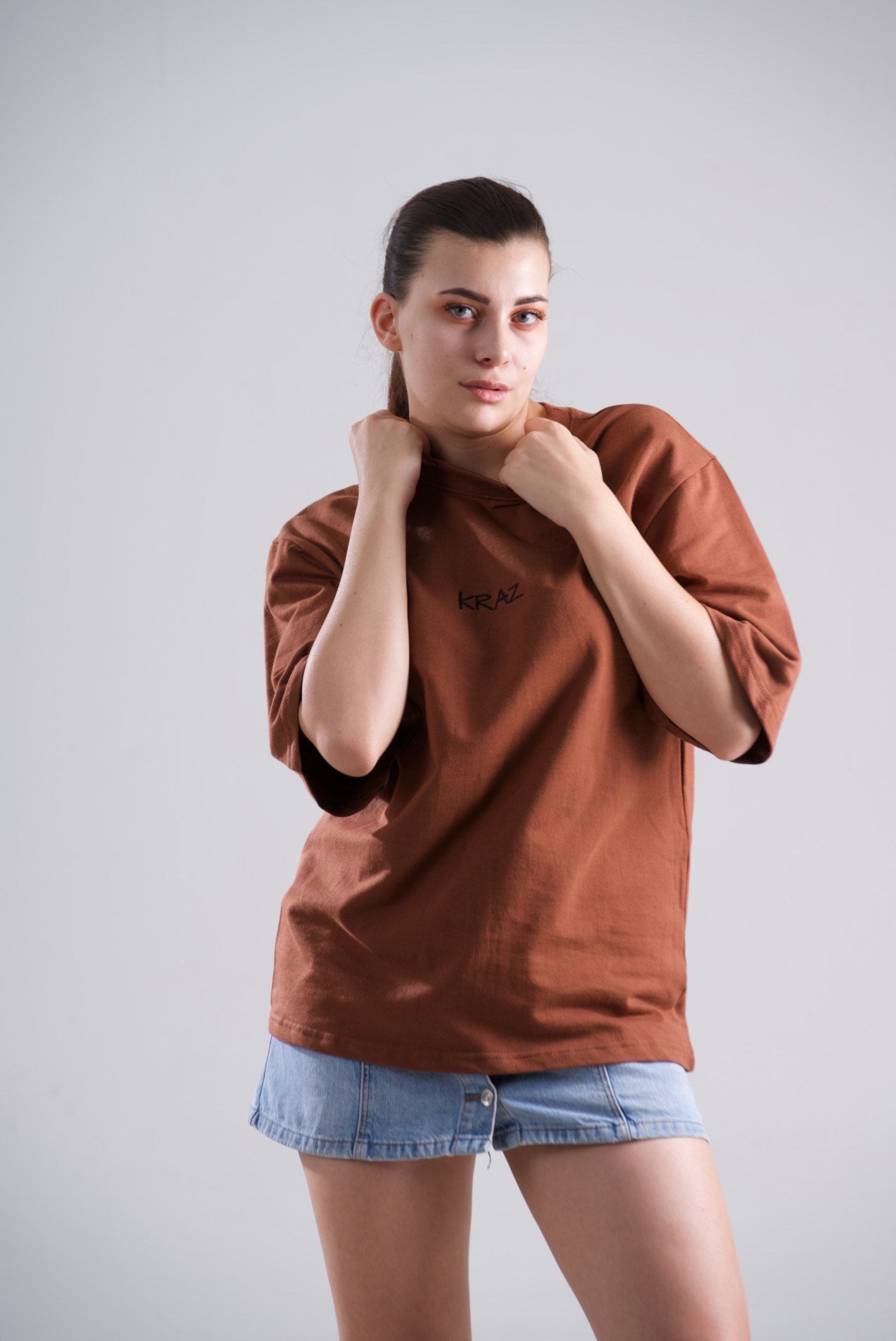 Embroidery Oversized Unisex T-Shirt - Kraz Drop Shoulder