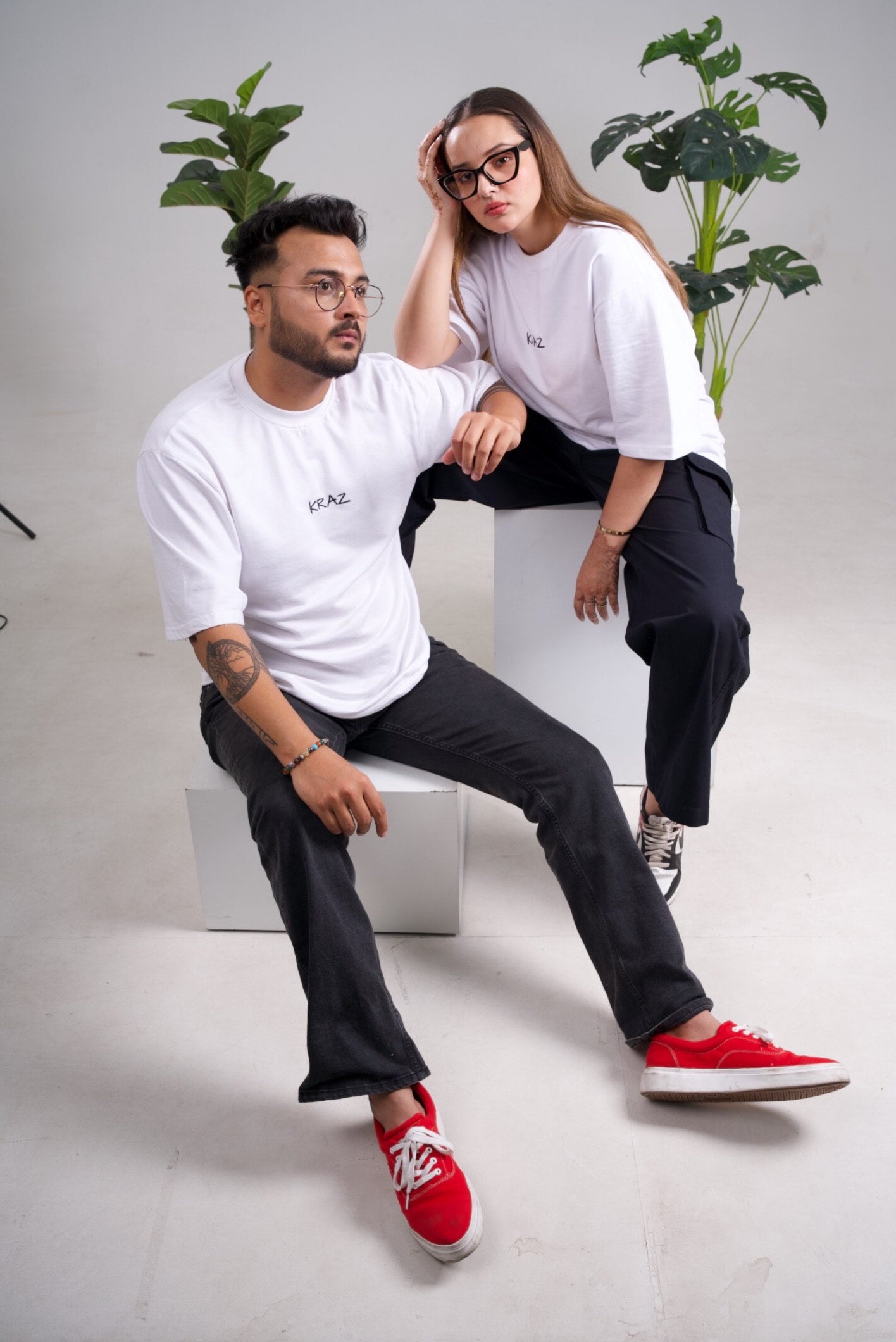 Embroidery Oversized Unisex T-Shirt - Kraz Drop Shoulder
