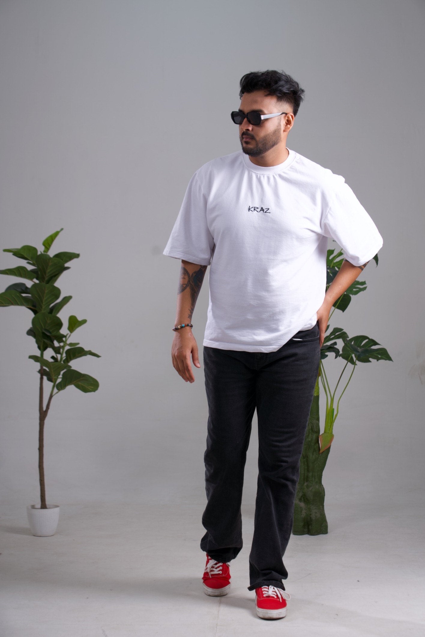 Embroidery Oversized Unisex T-Shirt - Kraz Drop Shoulder