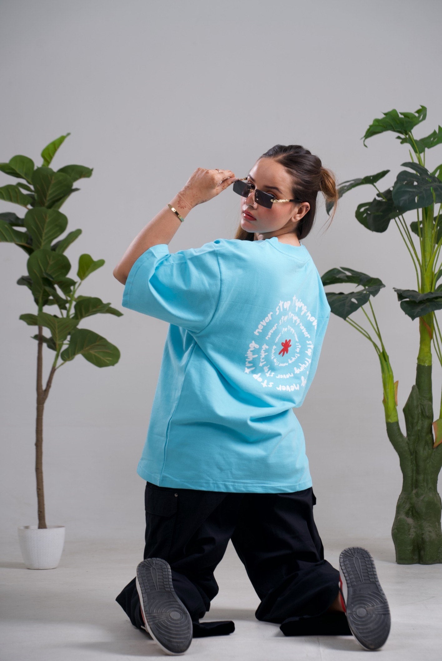 Never Stop Trying Oversized Unisex T-Shirt  Drop Shoulder