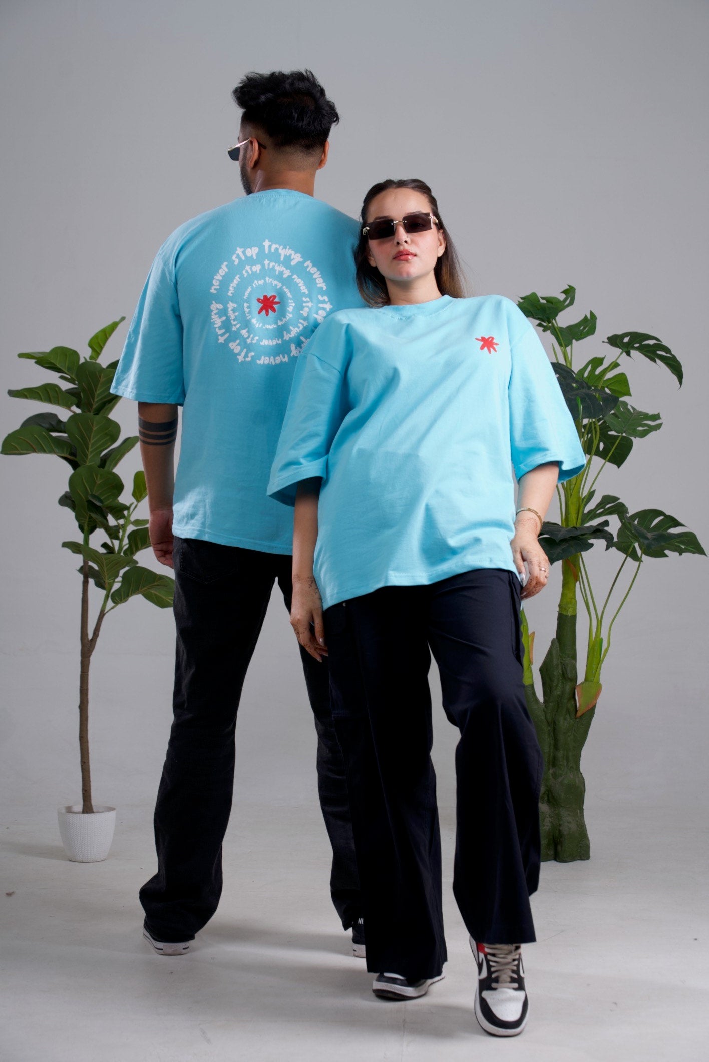 Never Stop Trying Oversized Unisex T-Shirt  Drop Shoulder