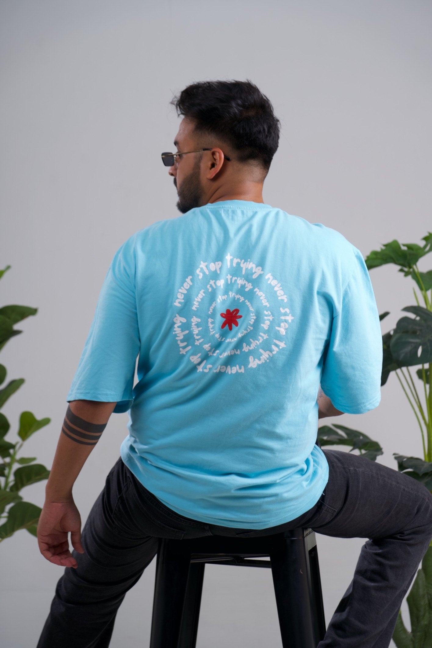 Never Stop Trying Oversized Unisex T-Shirt  Drop Shoulder