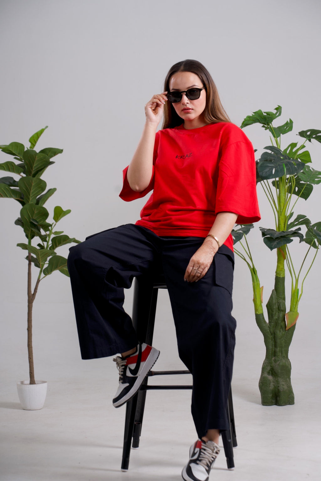 Embroidery Oversized Unisex T-Shirt- Kraz Drop Shoulder